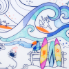 Super Petit Colouring Mat Set - Artiste Surf Party